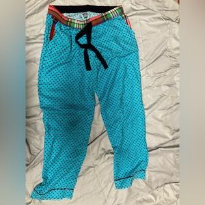 Aerie Plaid Waist Blue Polka Dot Pajama Pants